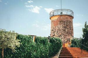 torn del castell i de stad av malgrat del mar, Spanien foto