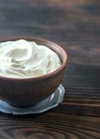 skål av grekisk yoghurt foto