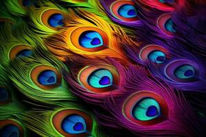 färgrik påfågel fjädrar levande bakgrund foto