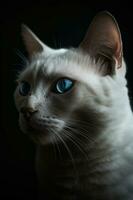 porträtt av en vit katt skapas använder sig av generativ ai foto