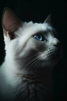 porträtt av en vit katt skapas använder sig av generativ ai foto