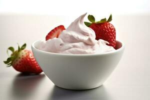 jordgubb yoghurt mat fotografi ai genererad foto
