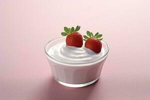 jordgubb yoghurt mat fotografi ai genererad foto
