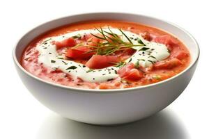 tomat soppa grädde vit isolerat bakgrund mat fotografi ai genererad foto