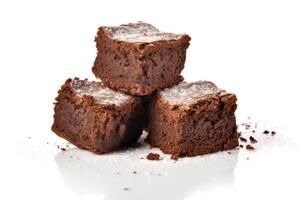 brownies luddig vit isolerat bakgrund mat fotografi ai genererad foto