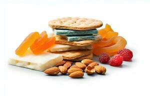 kalori snacks vit isolerat bakgrund mat fotografi ai genererad foto