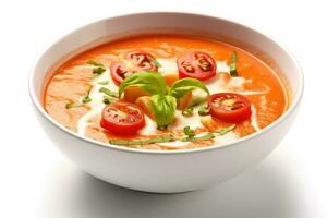 tomat soppa grädde vit isolerat bakgrund mat fotografi ai genererad foto