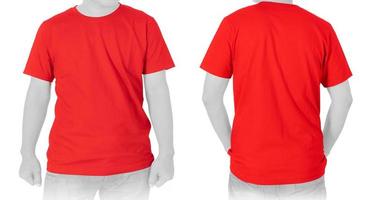tom röd t-shirt på vit bakgrund foto