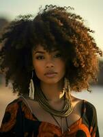 afrikansk svart kvinna porträtt, söt flicka stock Foto bakgrund
