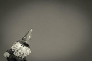 en svart och vit Foto av en gnome