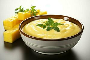 en utsökt majs soppa mat med grönsaker i en skål. vinter- mat och hög protein soppa måltid begrepp förbi ai genererad foto