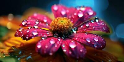 ai genererad. ai generativ. botanisk blomma kronblad med vatten släppa. estetik blomma romantisk växt vibe. grafisk konst foto