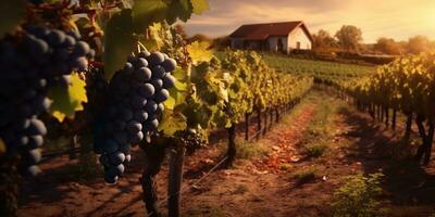 ai genererad. ai generativ. Foto illustration av vin druva vingård vintillverkare växt fält natur utomhus- fält. grafisk konst