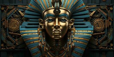 ai genererad. ai generativ. egyptisk skulptur historia gammal faraon död kung Gud tempel museum arkeologi. grafisk konst foto