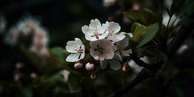 ai genererad. ai generativ. körsbär blomma blomning blomma träd växt. dekorativ romantisk botanisk vibe. grafisk konst foto