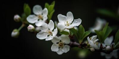 ai genererad. ai generativ. körsbär blomma blomning blomma träd växt. dekorativ romantisk botanisk vibe. grafisk konst foto