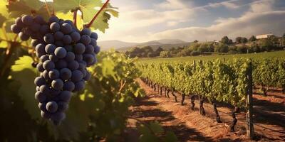 ai genererad. ai generativ. Foto illustration av vin druva vingård vintillverkare växt fält natur utomhus- fält. grafisk konst