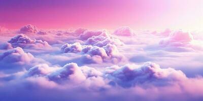 ai genererad. ai generativ. natur utomhus- luft himmel lila rosa moln. äventyr kärlek romantisk flyga vild vibe. grafisk konst foto