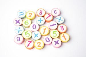 matematik nummer färgglada på vit bakgrund, utbildning studera matematik lärande lär koncept.