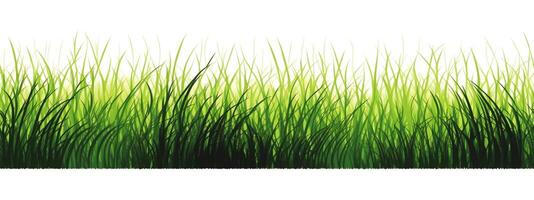 sömlös tileable rad av färsk gräs på en vit bakgrund - generativ ai. sömlöst expanderbar på både slutar till din önskad längd. foto