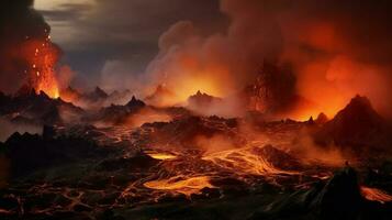 brand i de vulkan skog ai generativ foto