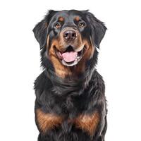 rottweiler på vit bakgrund. generativ ai foto