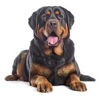 rottweiler på vit bakgrund. generativ ai foto