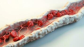 3d illustration attrapp av de mänsklig organ system, cirkulations, matsmältning, röd och vit blod celler med suddig bakgrund. medicinsk utbildning begrepp, generativ ai illustration foto