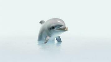 Foto av en delfin på vit bakgrund. generativ ai