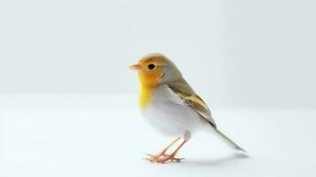 Foto av en fink fågel på vit bakgrund. generativ ai