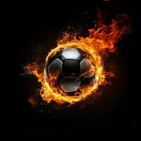 eldig fotboll boll på svart bakgrund foto