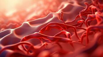 3d illustration attrapp av de mänsklig organ system, cirkulations, matsmältning, röd och vit blod celler med suddig bakgrund. medicinsk utbildning begrepp, generativ ai illustration foto