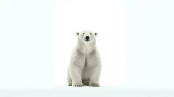 Foto av en knut de polär Björn på vit bakgrund. generativ ai