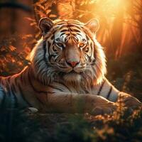 tiger Sammanträde i de natur illustration bakgrund foto