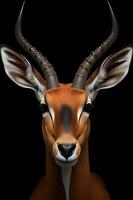 Foto av impala på svart bakgrund. generativ ai