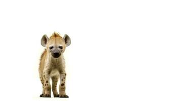 Foto av en hyena på vit bakgrund. generativ ai
