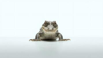 Foto av en krokodill på vit bakgrund
