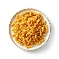 mat fotografi av pasta på tallrik isolerat på vit bakgrund. generativ ai foto