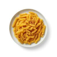 mat fotografi av pasta på tallrik isolerat på vit bakgrund. generativ ai foto