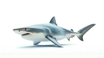 Foto av en haj på vit bakgrund. generativ ai
