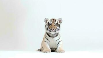 Foto av en tiger på vit bakgrund. generativ ai