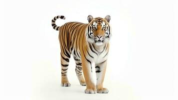 Foto av en tiger på vit bakgrund. generativ ai