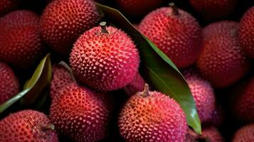 generativ ai, makro färsk saftig av litchi frukt bakgrund. närbild Foto, sommar thailand mat. foto