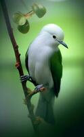 porträtt av skön liten vit fågel, generativ ai foto