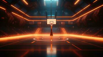 basketboll domstol med lampor foto