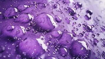generativ ai, lavendel- Färg. textur av ljus violett lila gel med droppar och vågor på mjuk bakgrund. flytande skönhet produkt närbild foto