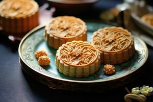 kinesisk traditionell månkakor för mitt under hösten foto