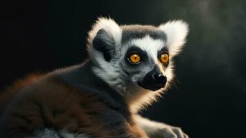 närbild av en ring-tailed lemur . generativ ai foto