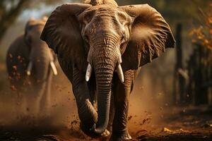 vilda djur och växter fristad - majestätisk elefant i dess naturlig livsmiljö. generativ ai foto