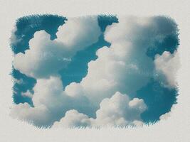 vattenfärg vit moln i de himmel konst illustration på vit papper textur bakgrund foto